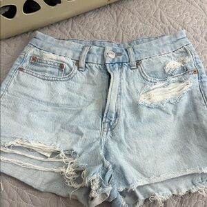 American Eagle Light Blue Distressed Jean Shorts